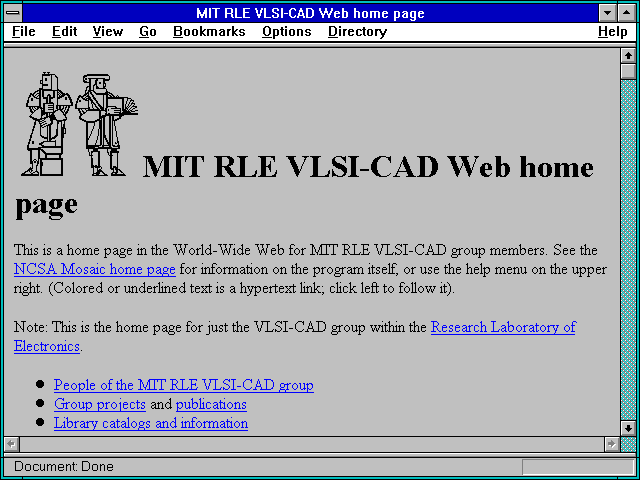 Screenshot of MIT RLE VLSI-CAD Web home page