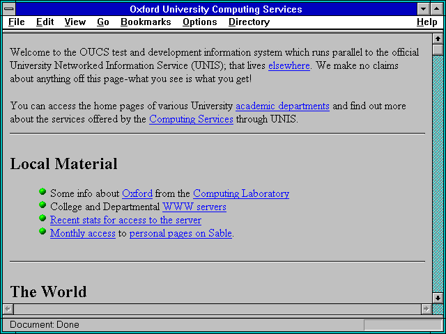 Screenshot of Oxford University Computing Services