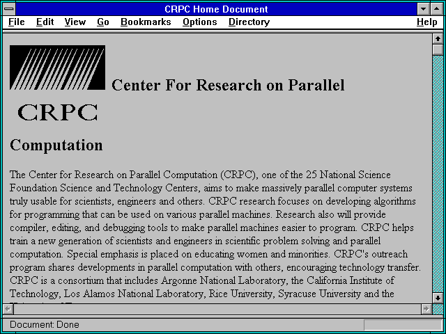 Screenshot of CRPC Home Document