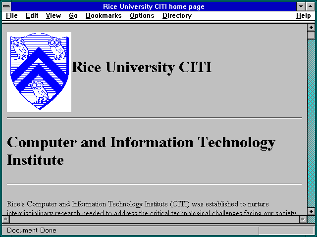 Screenshot of Rice University CITI home page