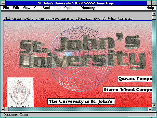 Screenshot of St. John's University SJUVM WWW Home Page