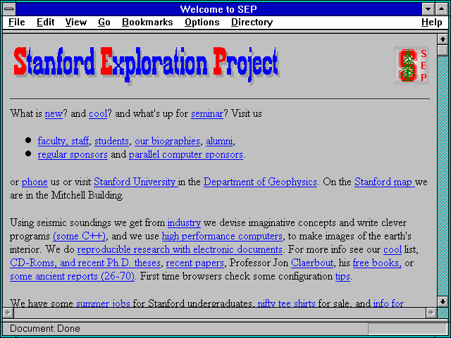 Screenshot of Welcome to SEP