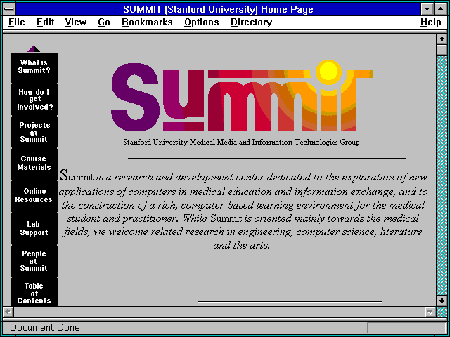 Screenshot of SUMMIT (Stanford University) Home Page
