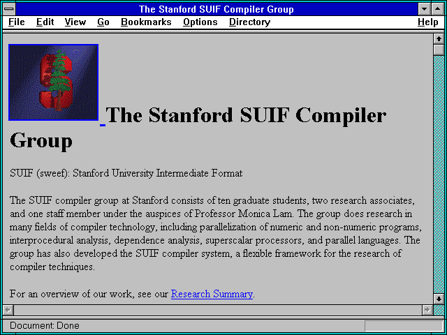 Screenshot of The Stanford SUIF Compiler Group