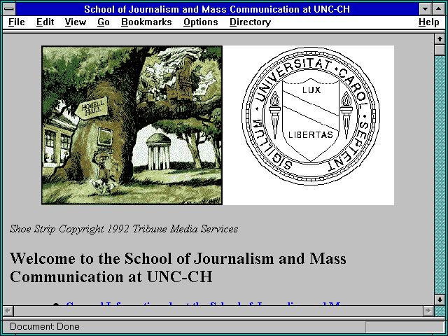 Screenshot of School of Journalism and Mass Communication at UNC-CH