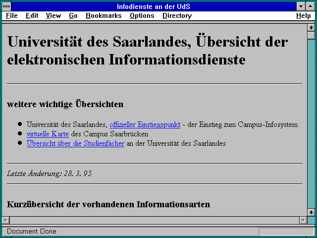 Screenshot of Infodienste an der UdS