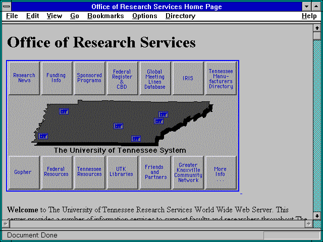 Screenshot of Office of Research Services Home Page