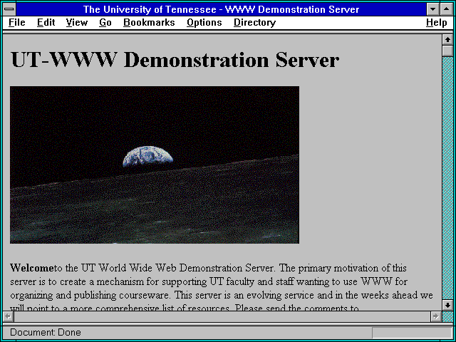 Screenshot of The University of Tennessee - WWW Demonstration Server