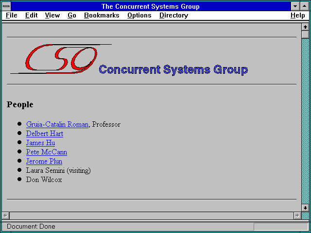 Screenshot of The Concurrent Systems Group