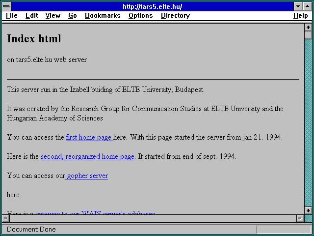 Screenshot of http://tars5.elte.hu/