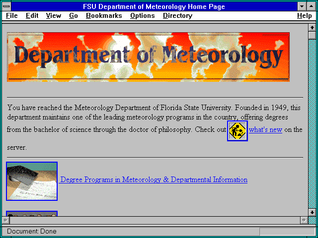 Screenshot of FSU Department of Meteorology Home Page