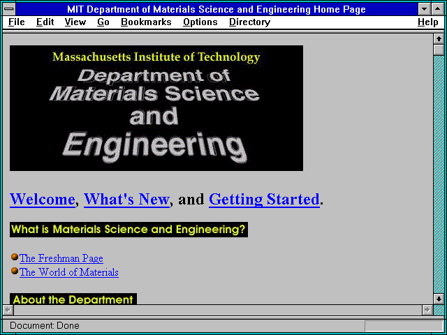 Screenshot of MIT Department of Materials Science and Engineering Home Page