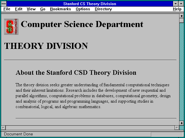 Screenshot of Stanford CS Theory Division