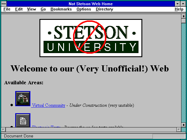 Screenshot of Not Stetson Web Home