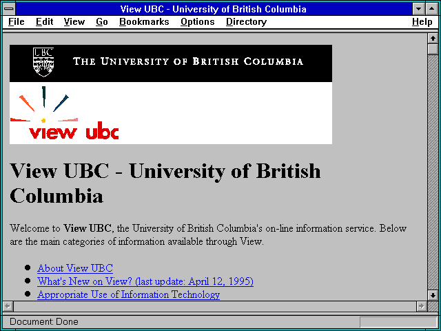 Screenshot of University of British Columbia