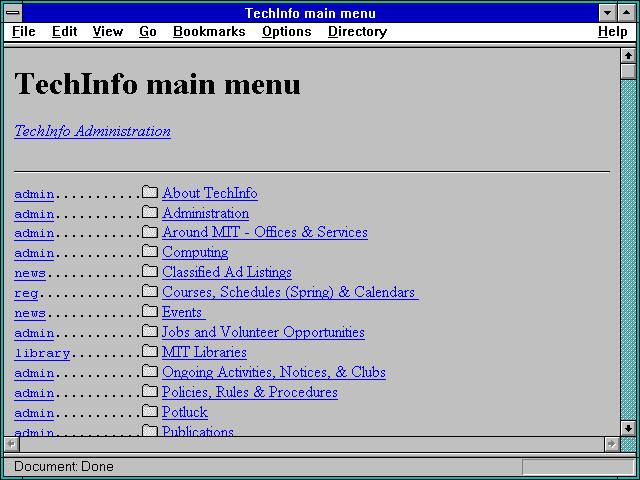 Screenshot of TechInfo main menu