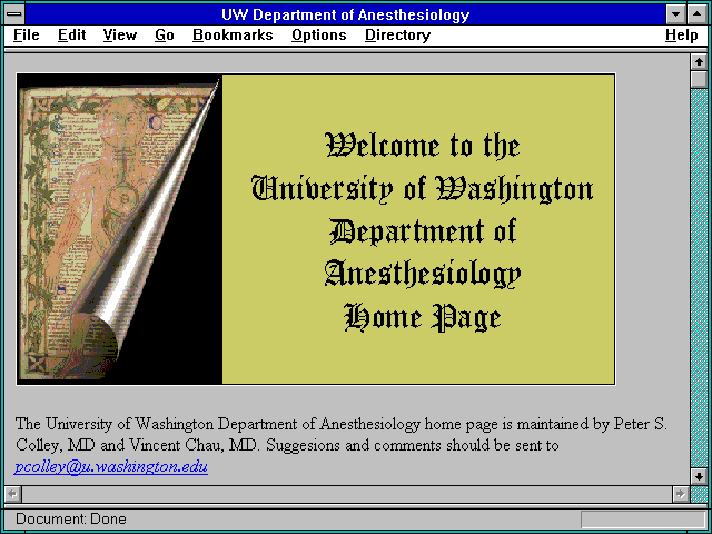 Screenshot of UW Department of Anesthesiology