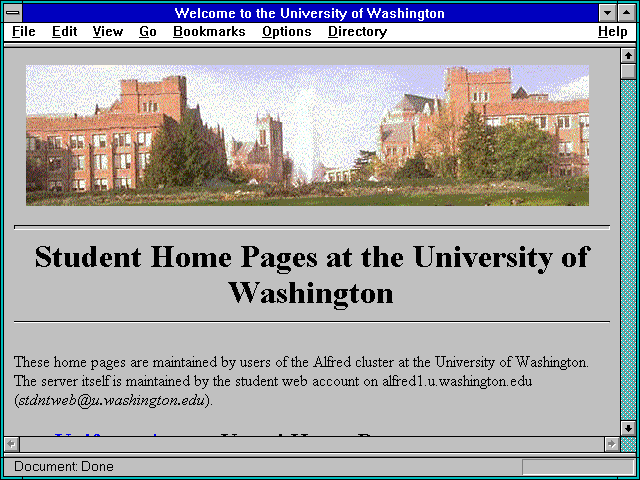 Screenshot of Welcome to the University of Washington