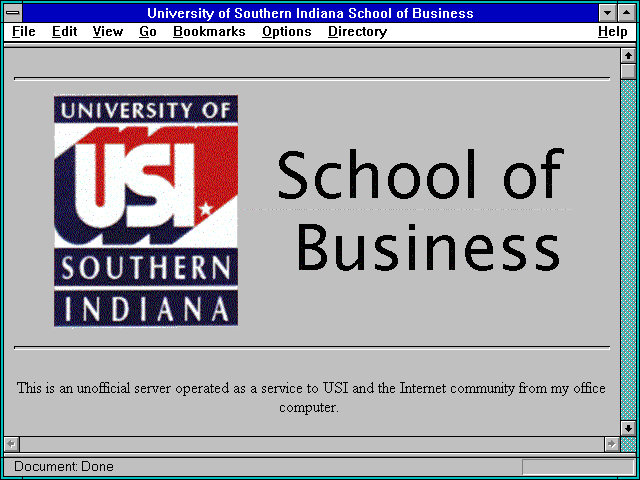 Screenshot of University of Southern Indiana School of Business