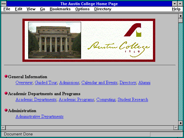Screenshot of The Austin College Home Page