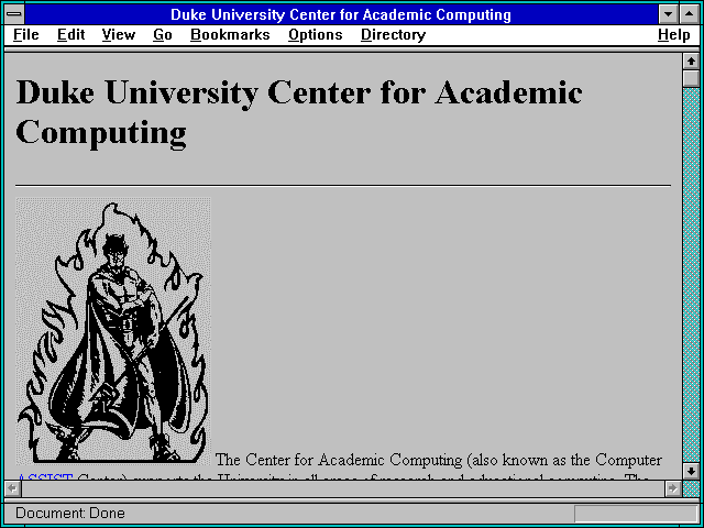 Screenshot of Duke University Center for Academic Computing