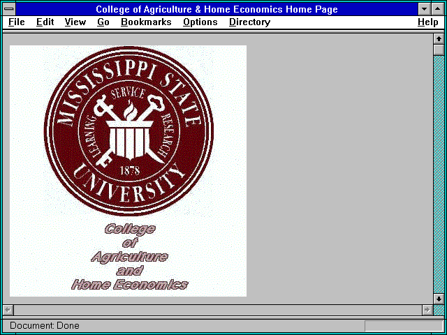 Screenshot of College of Agriculture & Home Economics Home Page