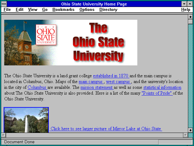 Screenshot of Ohio State University Home Page