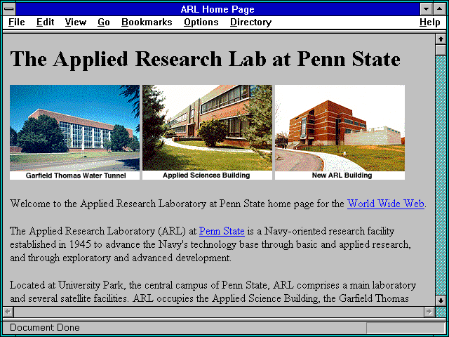 Screenshot of ARL Home Page