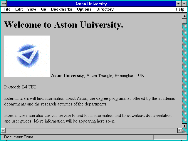 Screenshot of University of Aston