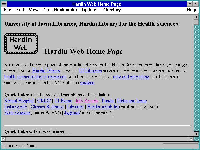 Screenshot of Hardin Web Home Page