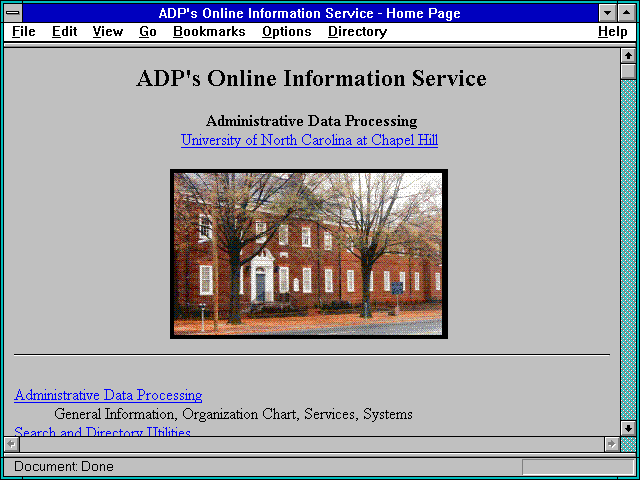 Screenshot of ADP's Online Information Service - Home Page