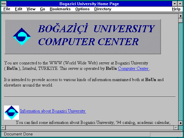 Screenshot of Bogazici University Home Page