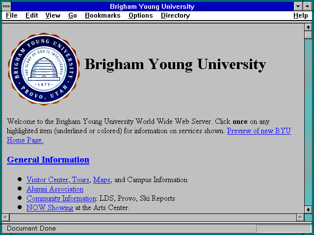 Screenshot of Brigham Young University