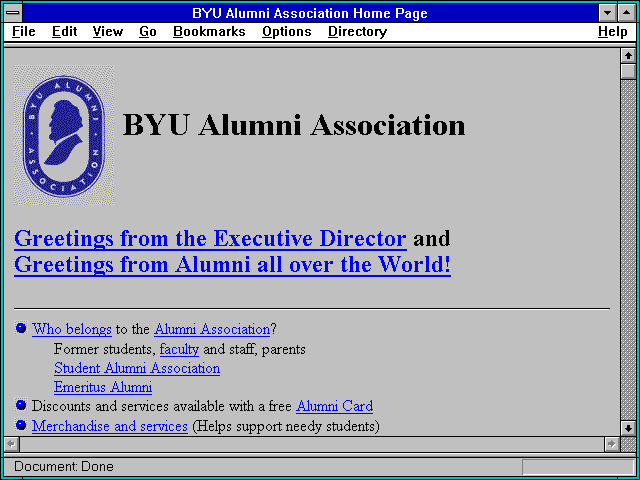 Screenshot of BYU Alumni Association Home Page