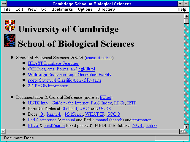 Screenshot of Cambridge School of Biological Sciences