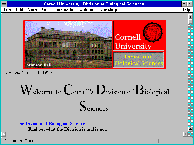 Screenshot of Cornell University - Division of Biological Sciences