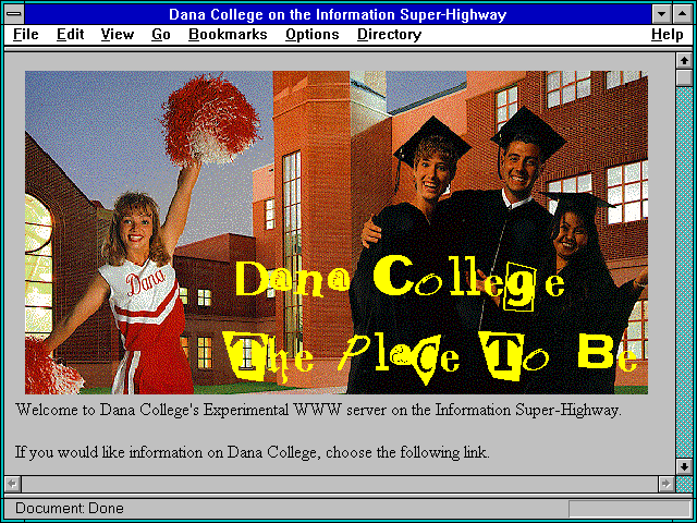 Screenshot of Dana College on the Information Super-Highway