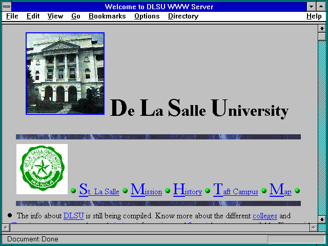 Screenshot of Welcome to DLSU WWW Server
