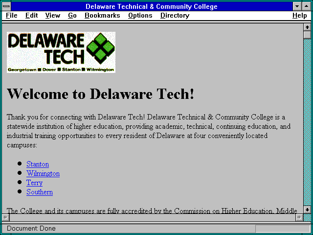 Screenshot of Delaware Technical & Community College