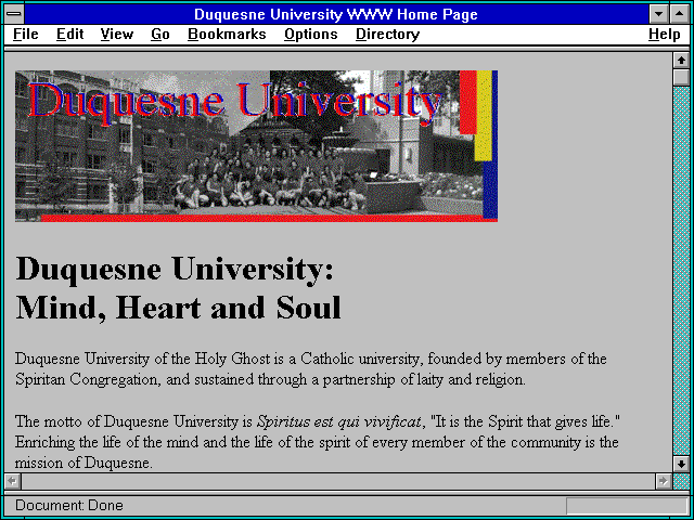Screenshot of Duquesne University WWW Home Page