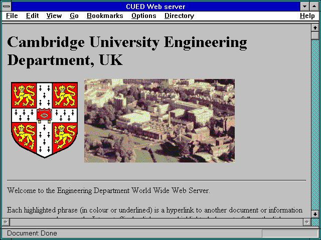 Screenshot of CUED Web server