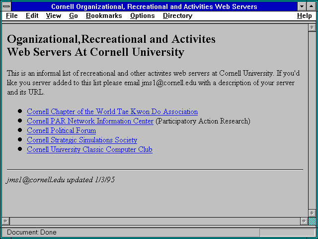 Screenshot of Internet Connections for Engineering