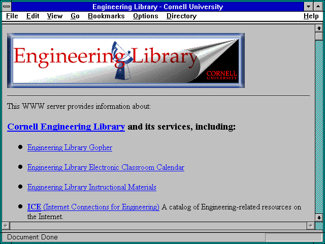 Screenshot of Engineering Library - Cornell University