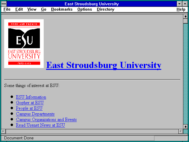 Screenshot of East Stroudsburg State University