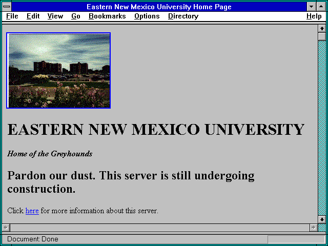 Screenshot of Eastern New Mexico University Home Page