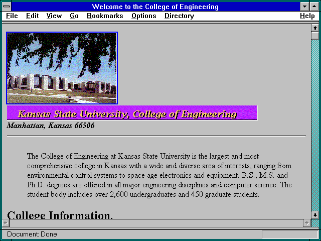 Screenshot of Welcome to the College of Engineering
