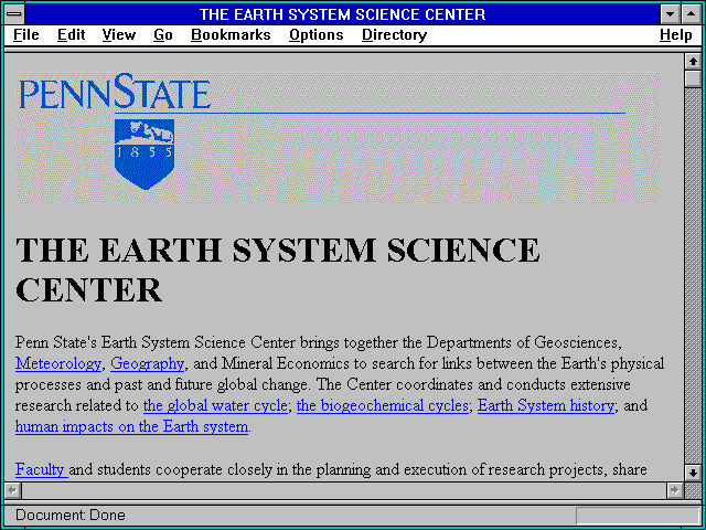 Screenshot of THE EARTH SYSTEM SCIENCE CENTER