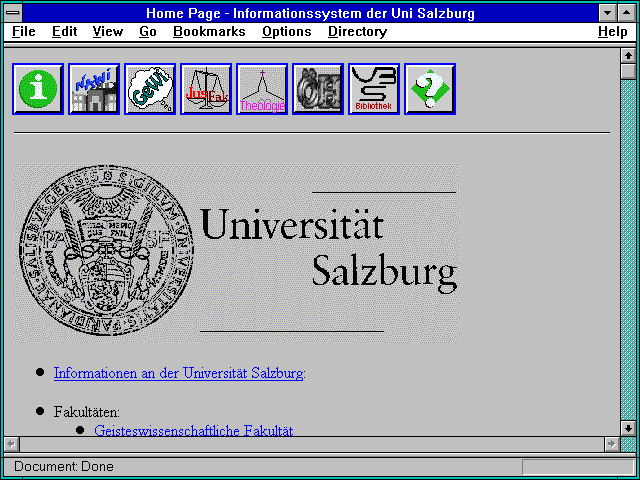 Screenshot of Home Page - Informationssystem der Uni Salzburg