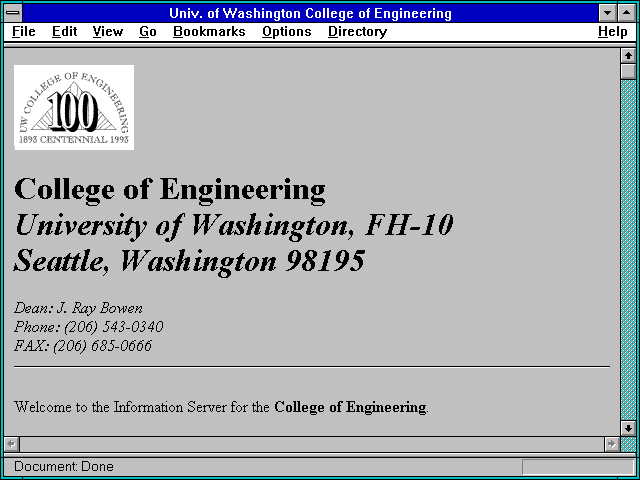 Screenshot of Univ. of Washington College of Engineering