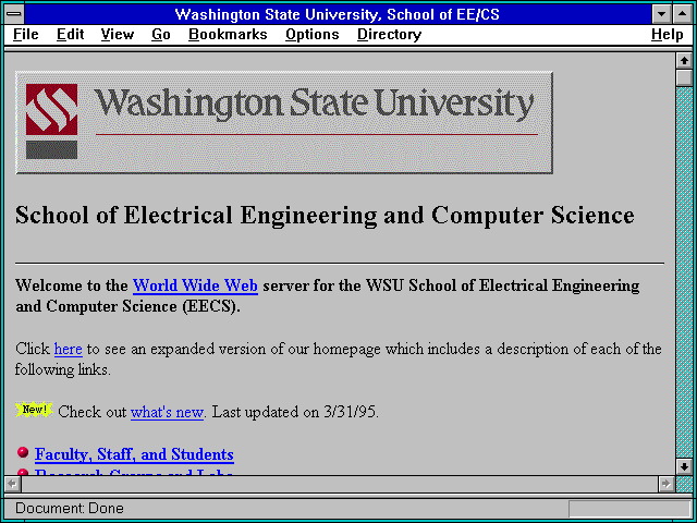 Screenshot of Washington State University School of EE/CS